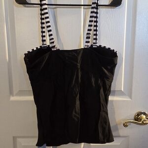 Younique Black Swim Camisole with White Striped Straps